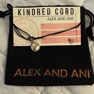 Alex and Ani Black Black Cord Bracelet with Silver Tropical Drink Charm